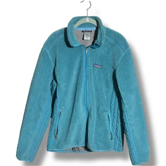 Patagonia Women’s Retro X Full Zip Long Sleeve Cozy Teal Fleece Jacket - Picture 12 of 15